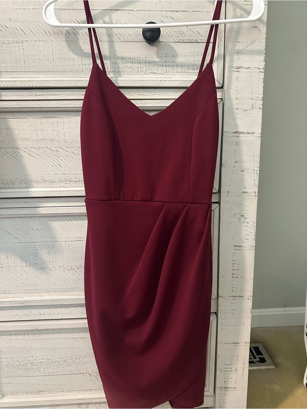 Lulu's Wine Red Double Spaghetti Strap Mini Dress